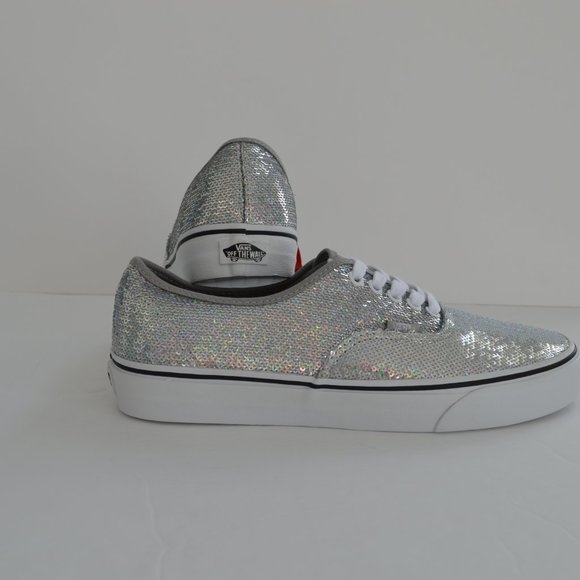 Vans authentic sequined silver sneaker shoes new - Picture 4 of 9